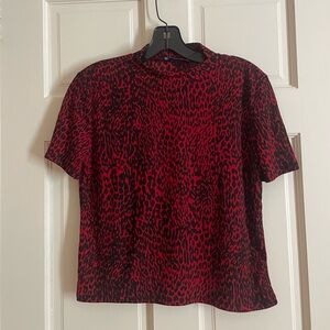 Zara red leopard print short sleeve top